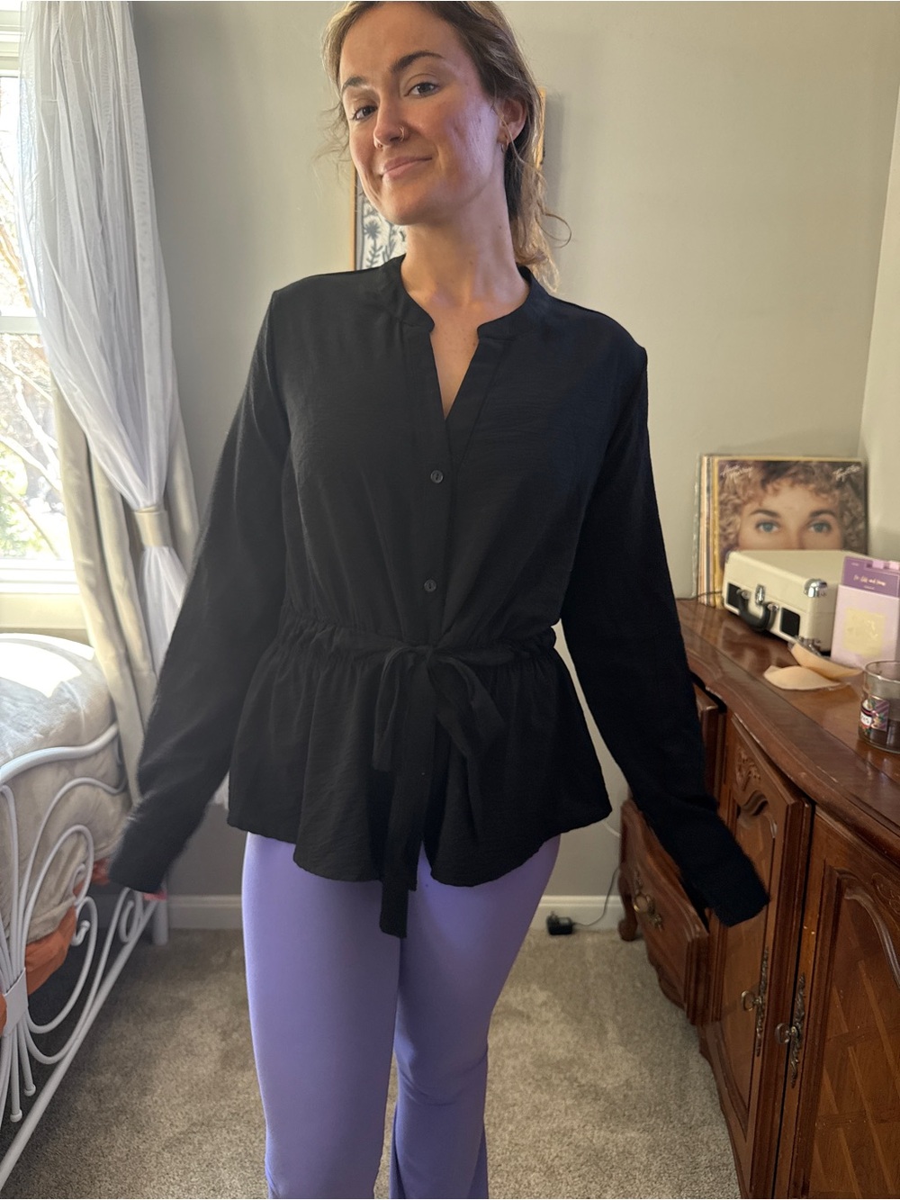 Timing Black Knit Top with Label Detail